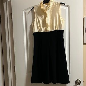 Calvin Klein Cream and Black Ruffled Dress